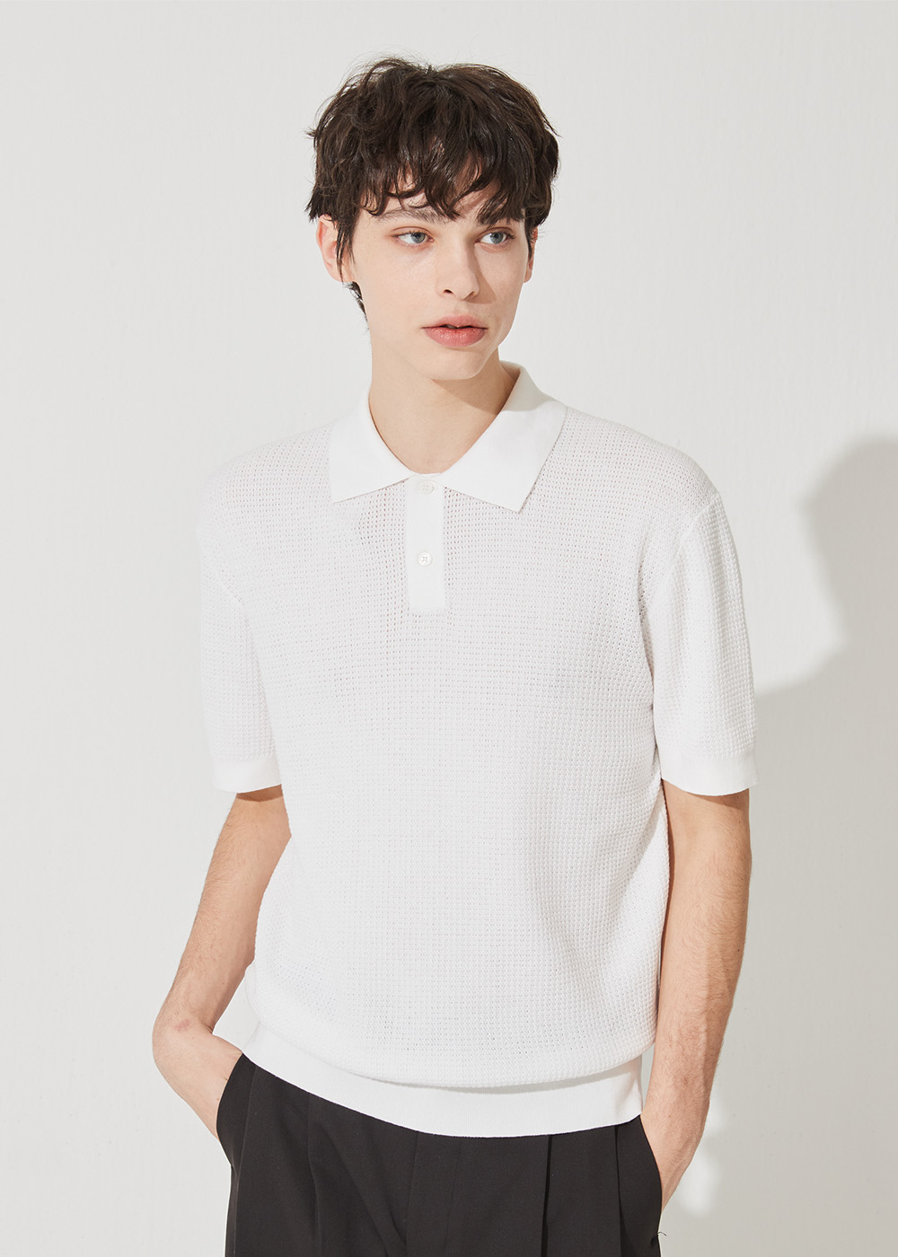 Cool cotton texture shirt  pullover (white)